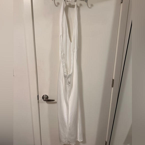 Lulu’s Satin White Halter Backless Dress - Picture 4 of 5